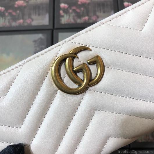 Gucci 443123 GG Marmont Zip Around Wallet White
