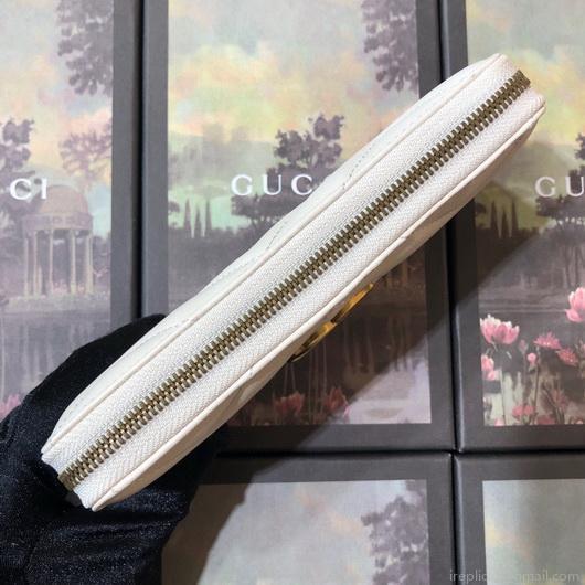 Gucci 443123 GG Marmont Zip Around Wallet White