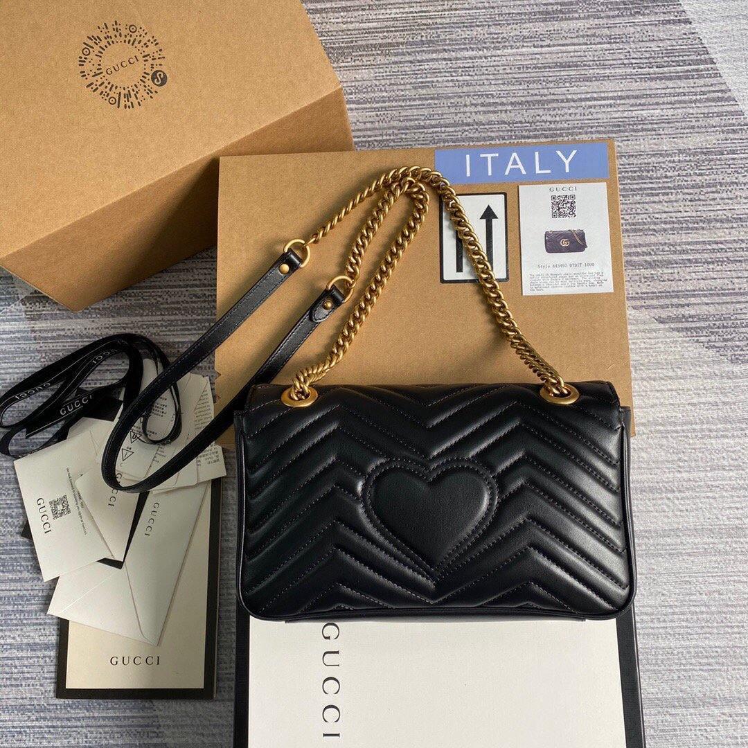 Gucci 443497 GG Marmont Matelassé Shoulder Bag Black