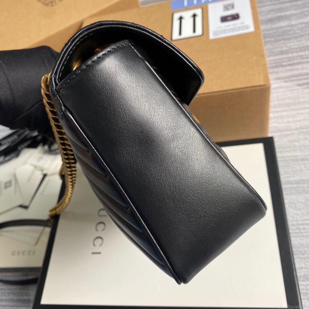 Gucci 443497 GG Marmont Matelassé Shoulder Bag Black