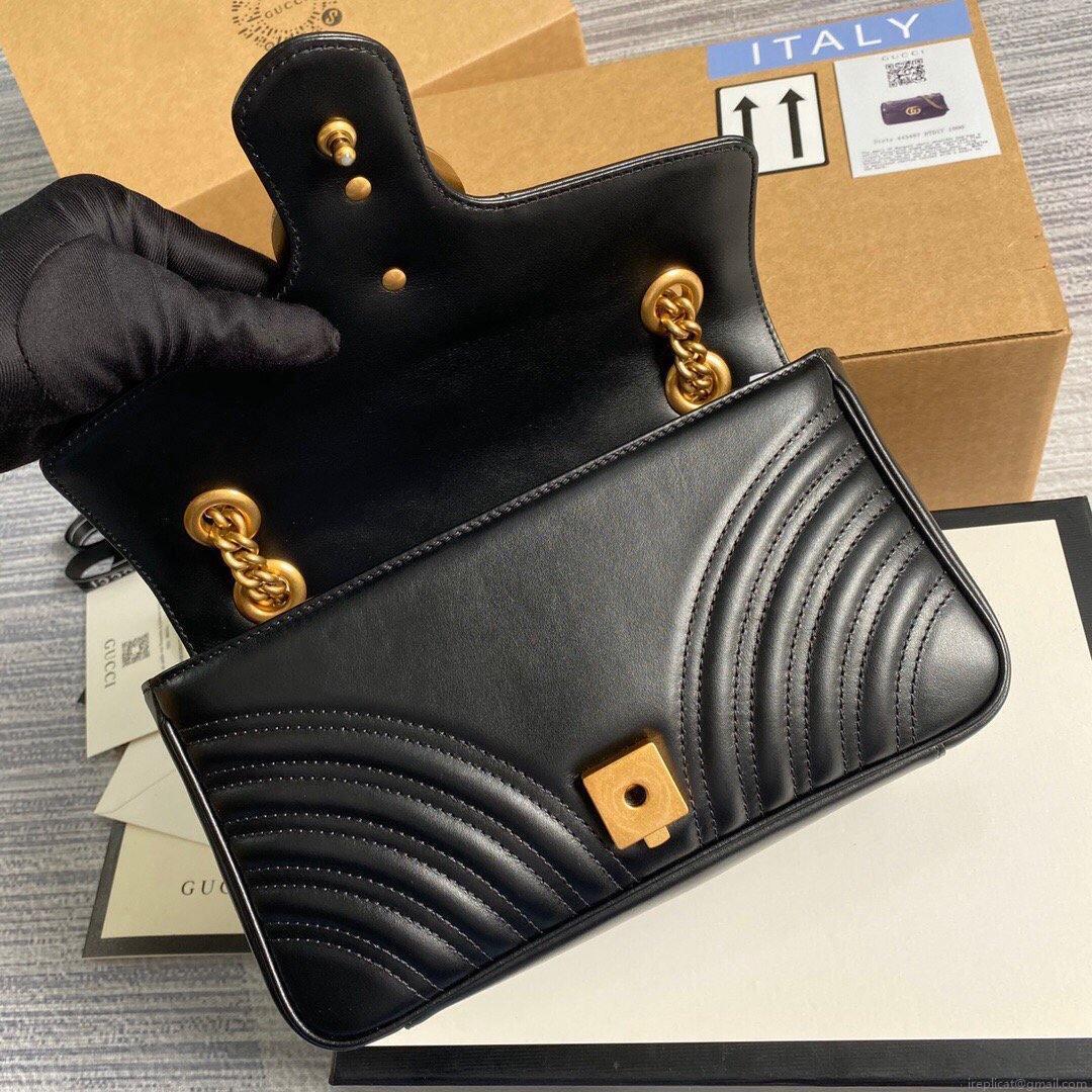 Gucci 443497 GG Marmont Matelassé Shoulder Bag Black