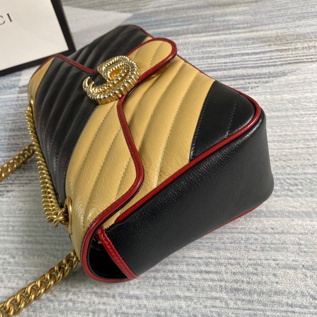 Gucci 443497 GG Marmont Matelassé Shoulder Bag Black Yellow