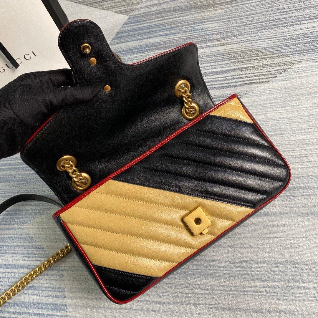 Gucci 443497 GG Marmont Matelassé Shoulder Bag Black Yellow