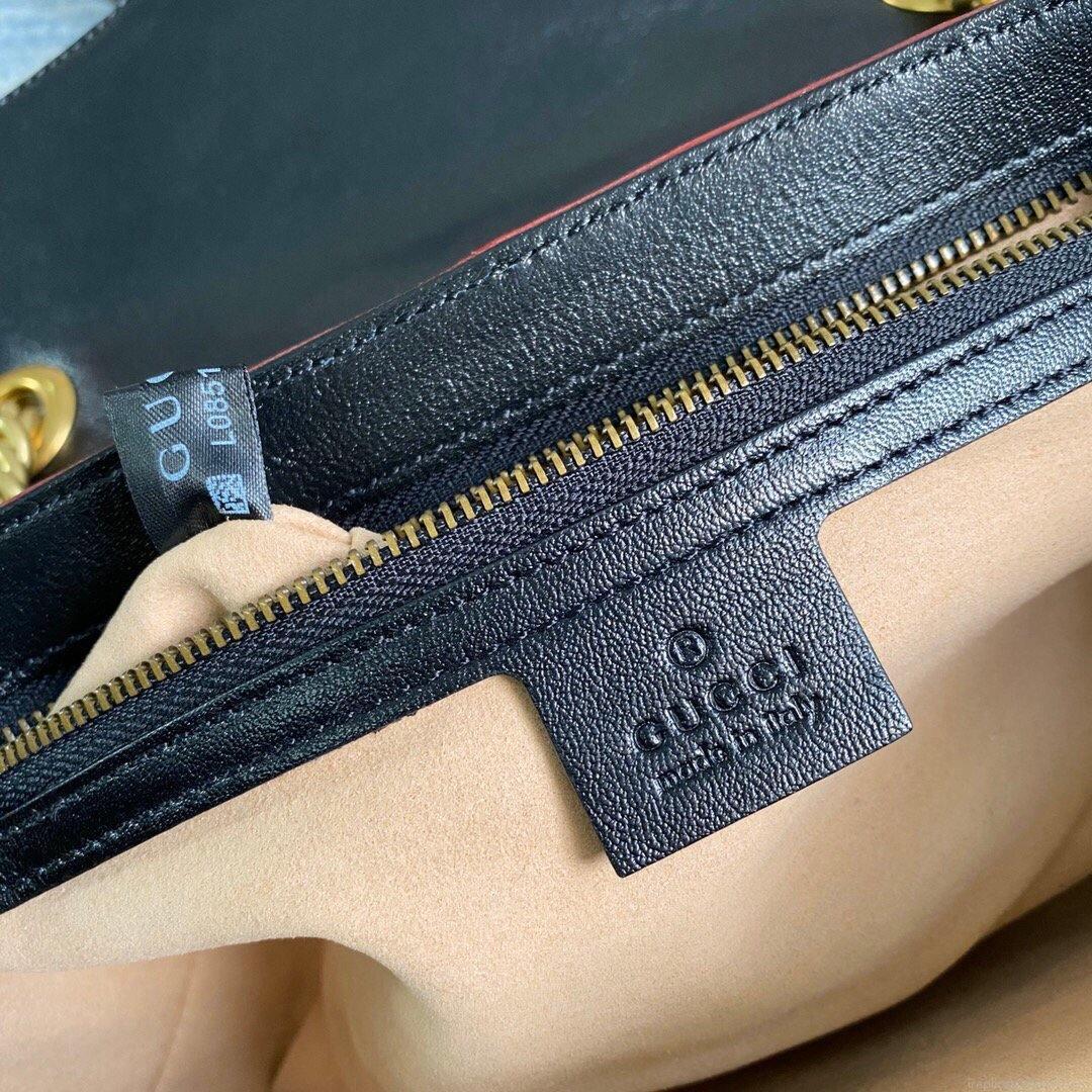 Gucci 443497 GG Marmont Matelassé Shoulder Bag Black Yellow