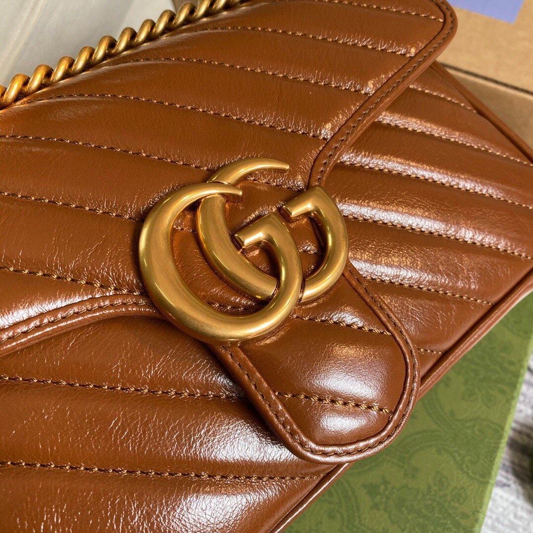 Gucci 443497 GG Marmont Matelassé shoulder Bag Brown
