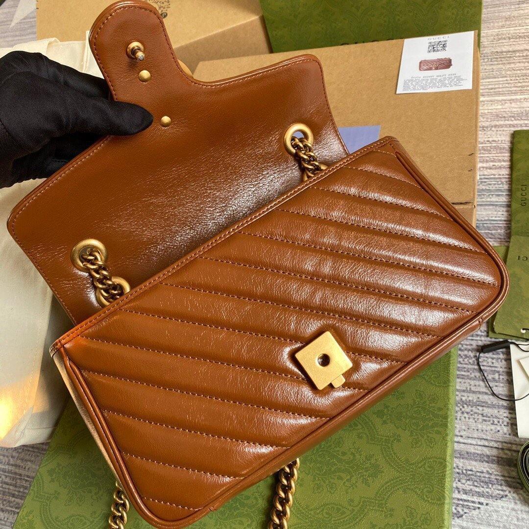 Gucci 443497 GG Marmont Matelassé shoulder Bag Brown