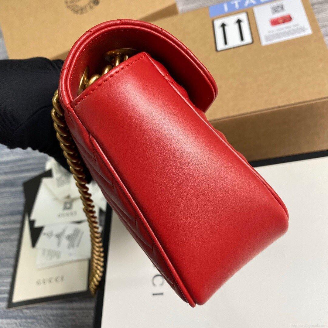 Gucci 443497 GG Marmont Matelassé Shoulder Bag Red