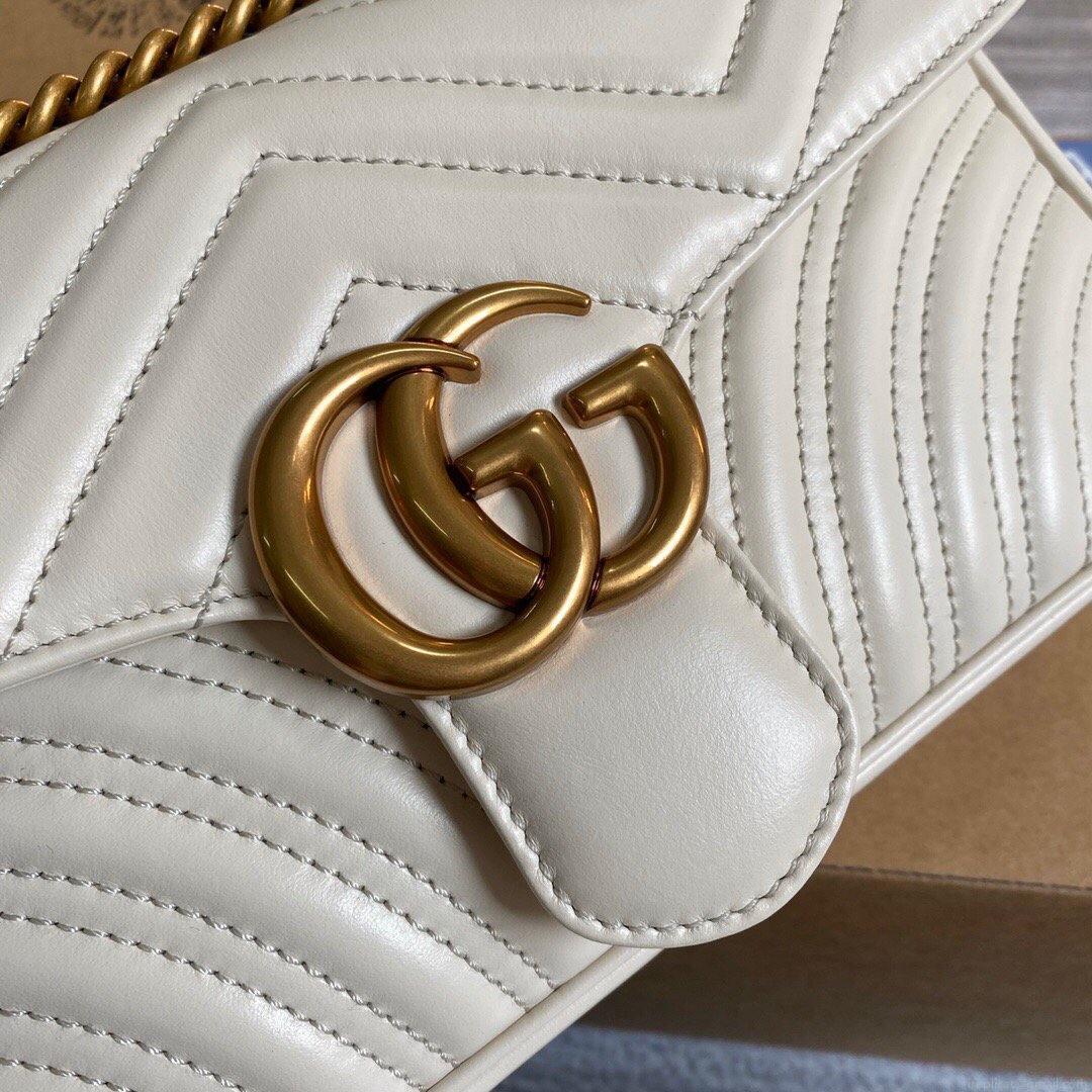 Gucci 443497 GG Marmont Matelassé Shoulder Bag White