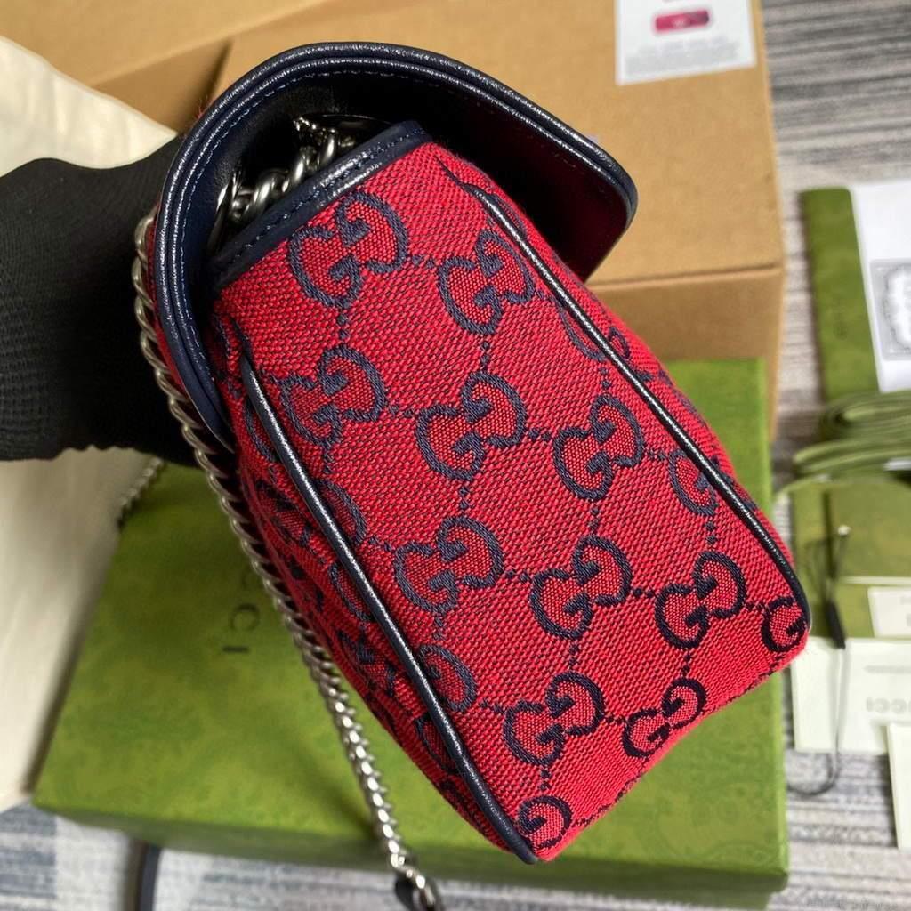 Gucci 443497 GG Marmont Multicolor small shoulder bag Red