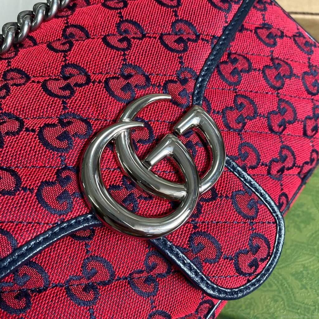 Gucci 443497 GG Marmont Multicolor small shoulder bag Red