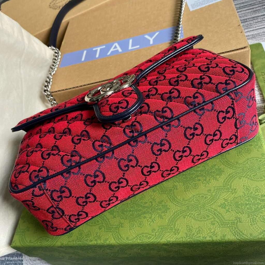 Gucci 443497 GG Marmont Multicolor small shoulder bag Red