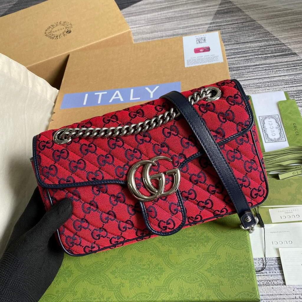 Gucci 443497 GG Marmont Multicolor small shoulder bag Red