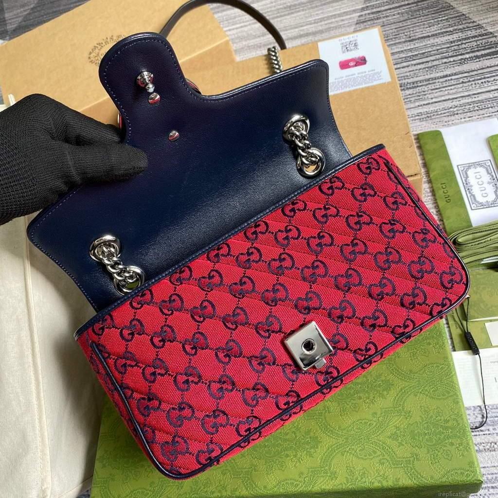 Gucci 443497 GG Marmont Multicolor small shoulder bag Red