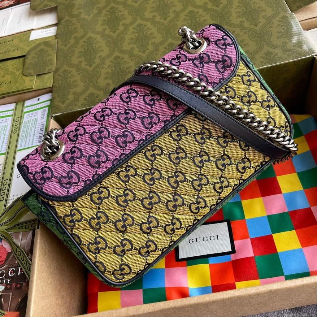 Gucci 443497 GG Marmont Multicolor small shoulder bag Red Purple