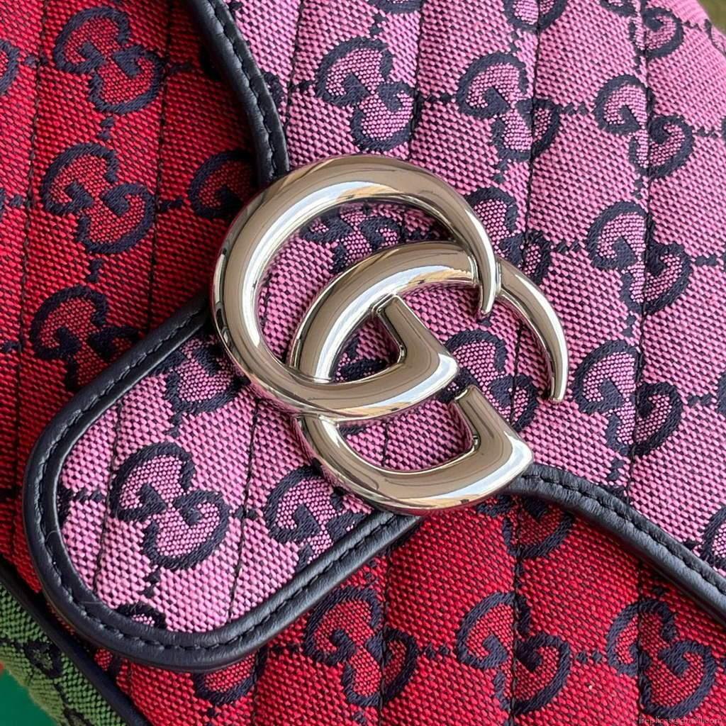 Gucci 443497 GG Marmont Multicolor small shoulder bag Red Purple
