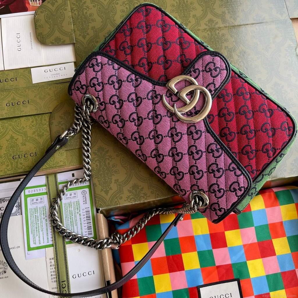 Gucci 443497 GG Marmont Multicolor small shoulder bag Red Purple