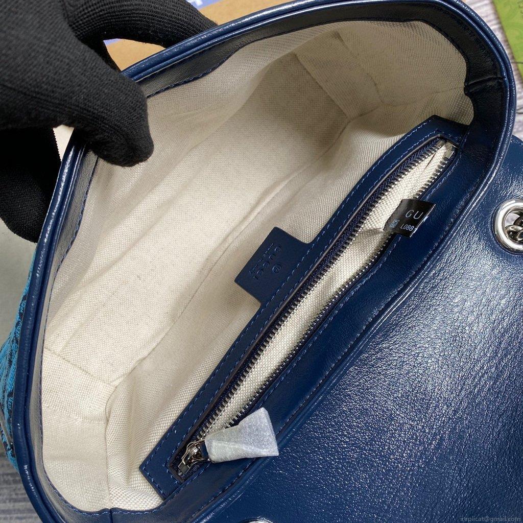 Gucci 443497 GG Marmont Multicolour Small Shoulder Bag Blue