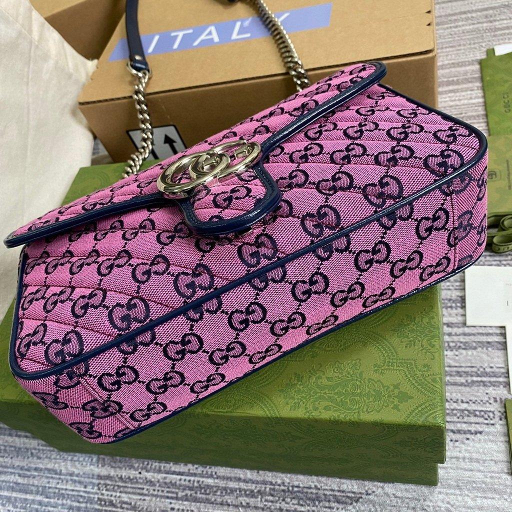 Gucci 443497 GG Marmont Multicolour Small Shoulder Bag Purple