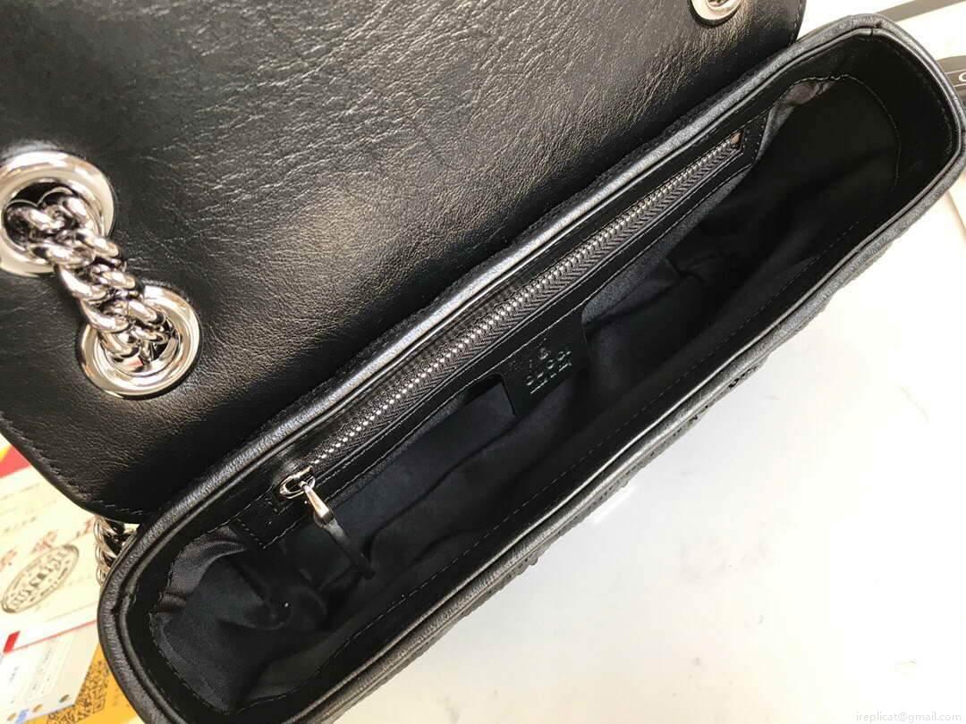 Gucci 443497 GG Marmont Small Shoulder Sequin Bag Black
