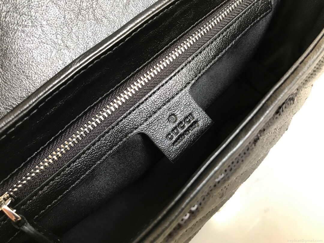 Gucci 443497 GG Marmont Small Shoulder Sequin Bag Black