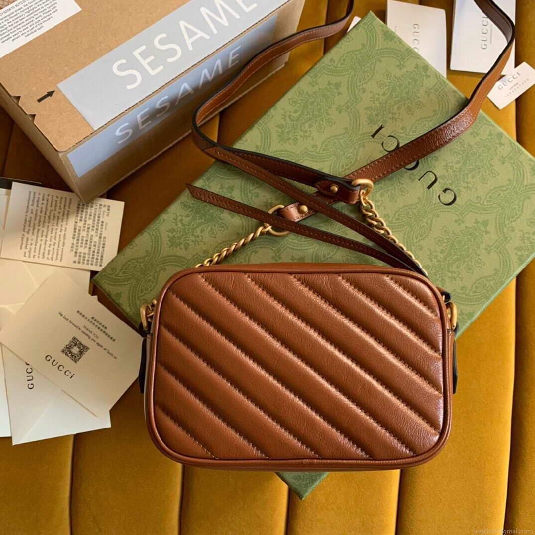Gucci 448065 GG Marmont Matelassé Mini Bag Brown