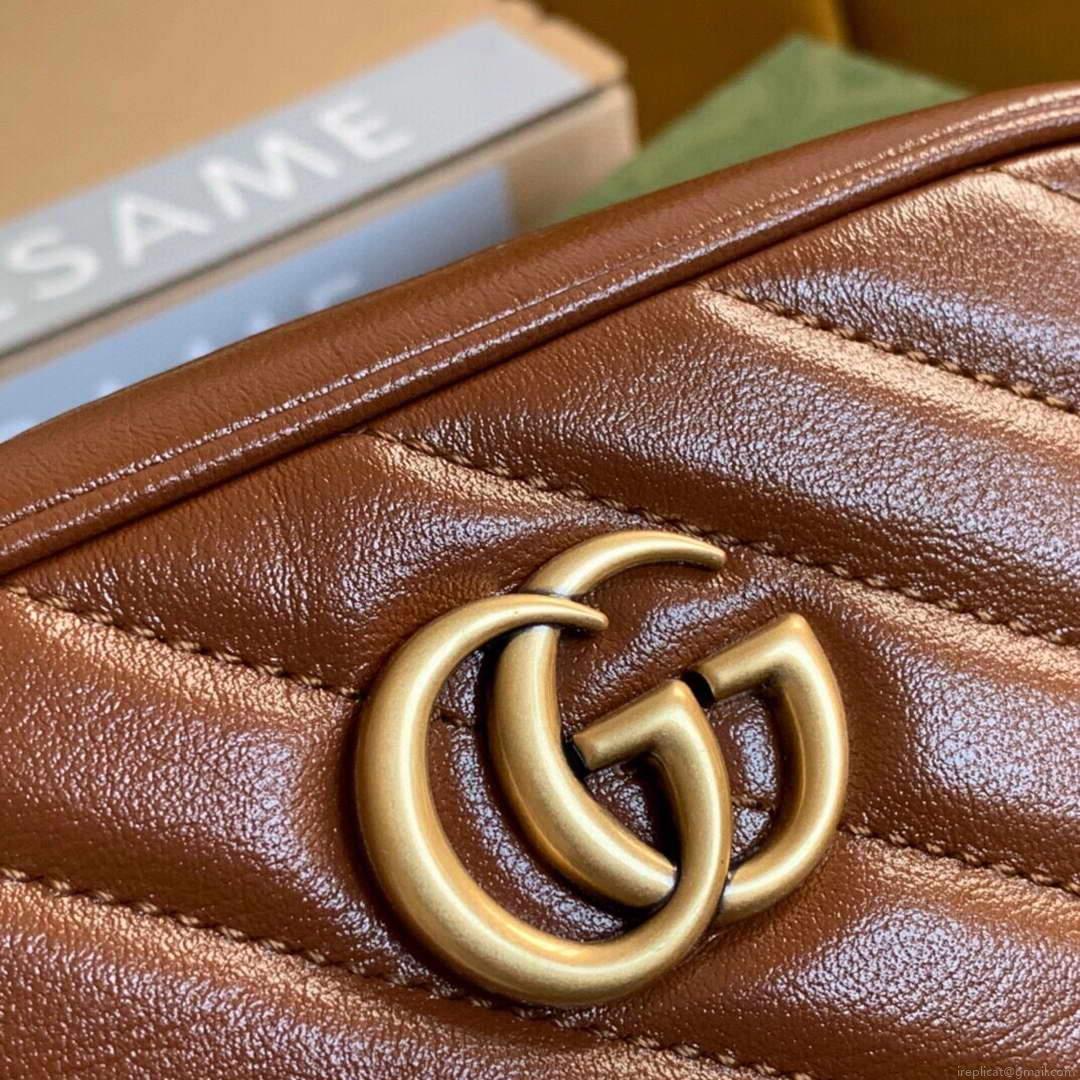 Gucci 448065 GG Marmont Matelassé Mini Bag Brown