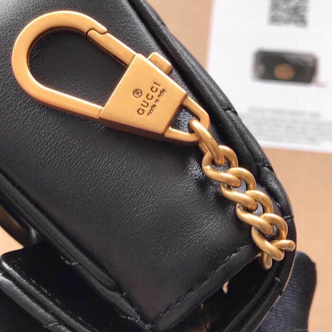 Gucci 476433 GG Marmont Matelassé Leather Super Mini Bag Black