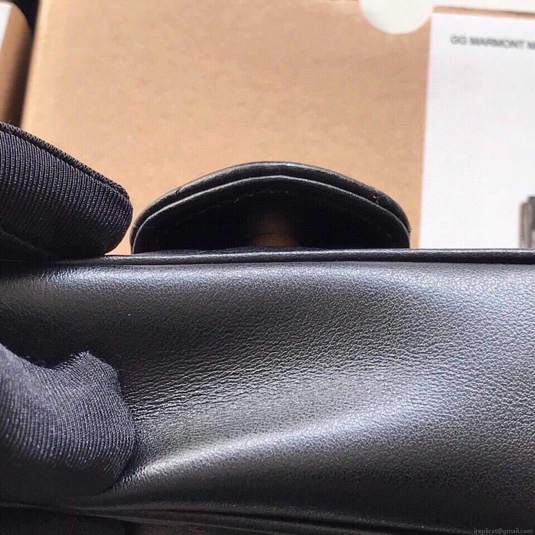 Gucci 476433 GG Marmont Matelassé Leather Super Mini Bag Black