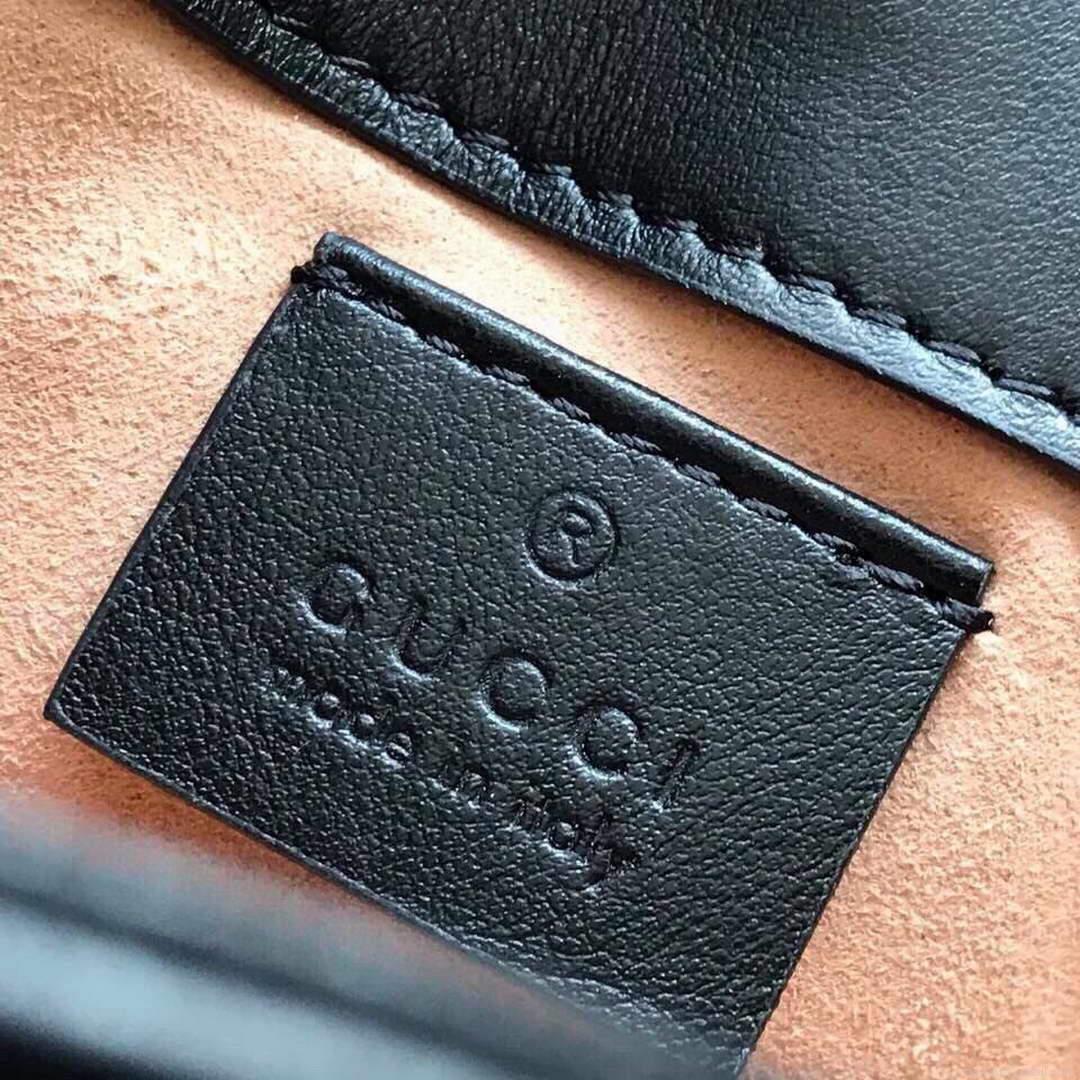 Gucci 476433 GG Marmont Matelassé Leather Super Mini Bag Black