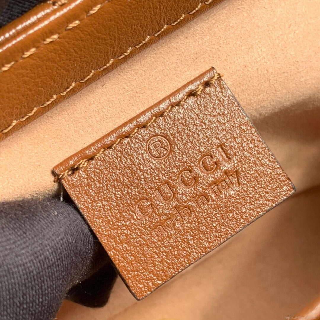 Gucci 476433 GG Marmont Matelassé Leather Super Mini Bag Brown