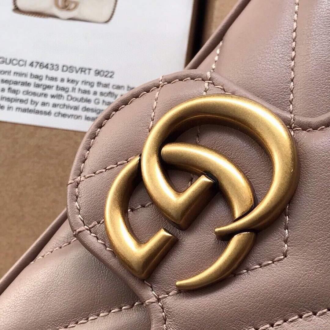 Gucci 476433 GG Marmont Matelassé Leather Super Mini Bag Light Pink