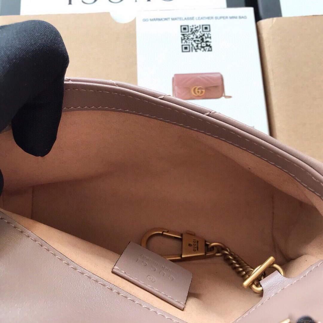 Gucci 476433 GG Marmont Matelassé Leather Super Mini Bag Light Pink