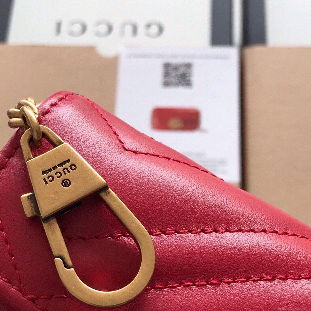 Gucci 476433 GG Marmont Matelassé Leather Super Mini Bag Red