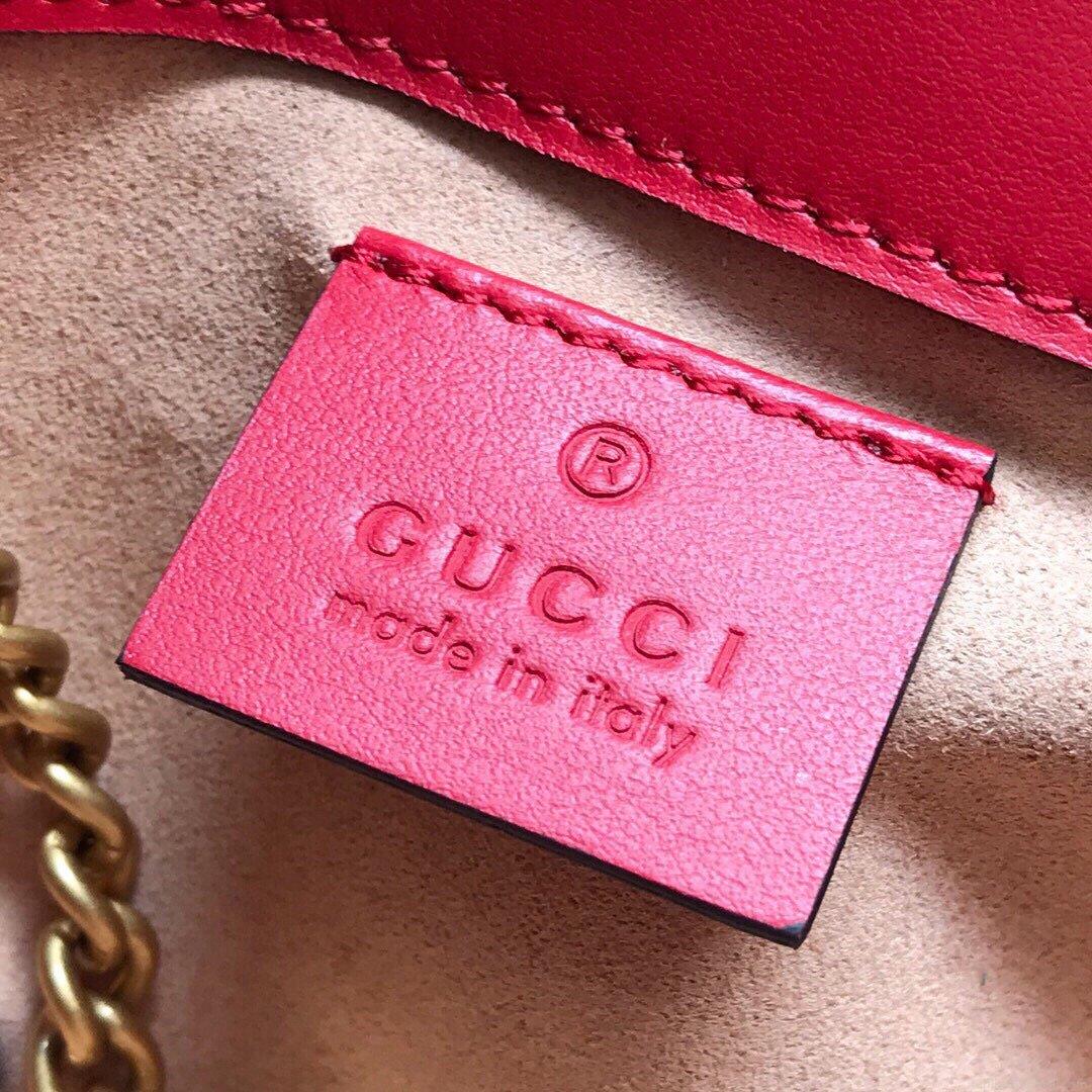 Gucci 476433 GG Marmont Matelassé Leather Super Mini Bag Red