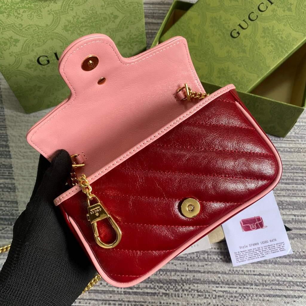 Gucci GG Marmont super mini bag 574969 Wine Red