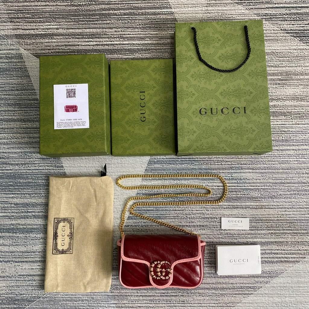Gucci GG Marmont super mini bag 574969 Wine Red