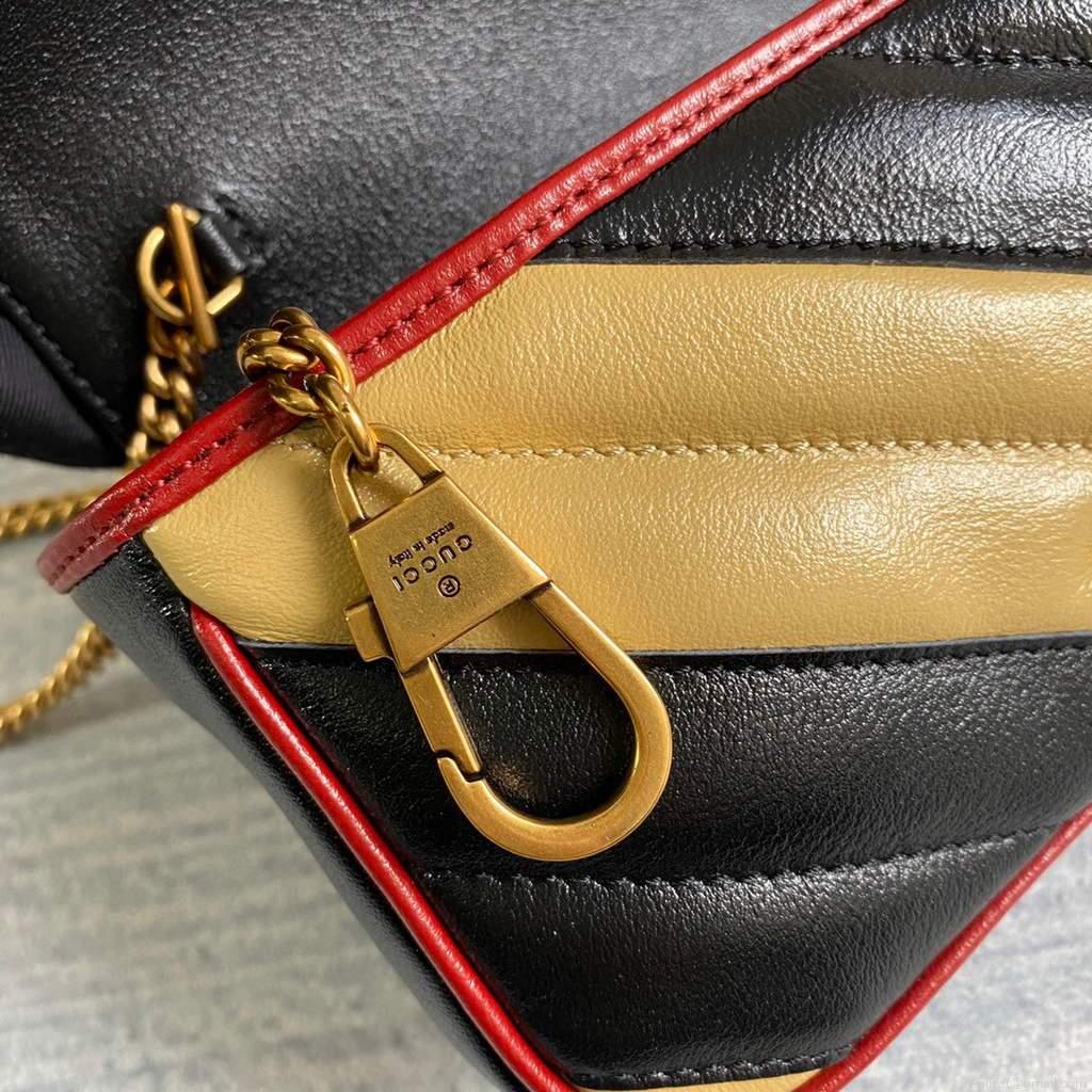 Gucci Online Exclusive GG Marmont mini bag Gucci 574969 Black and Apricot