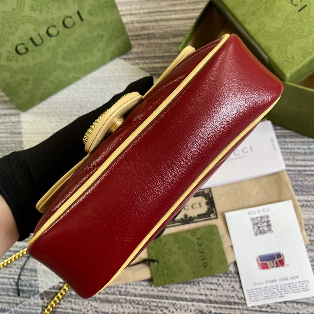 Gucci Online Exclusive GG Marmont mini bag Gucci 574969 Navy and Wine Red