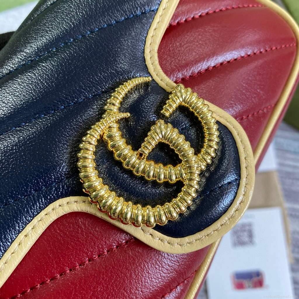 Gucci Online Exclusive GG Marmont mini bag Gucci 574969 Navy and Wine Red