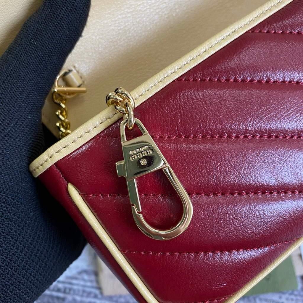 Gucci Online Exclusive GG Marmont mini bag Gucci 574969 Navy and Wine Red