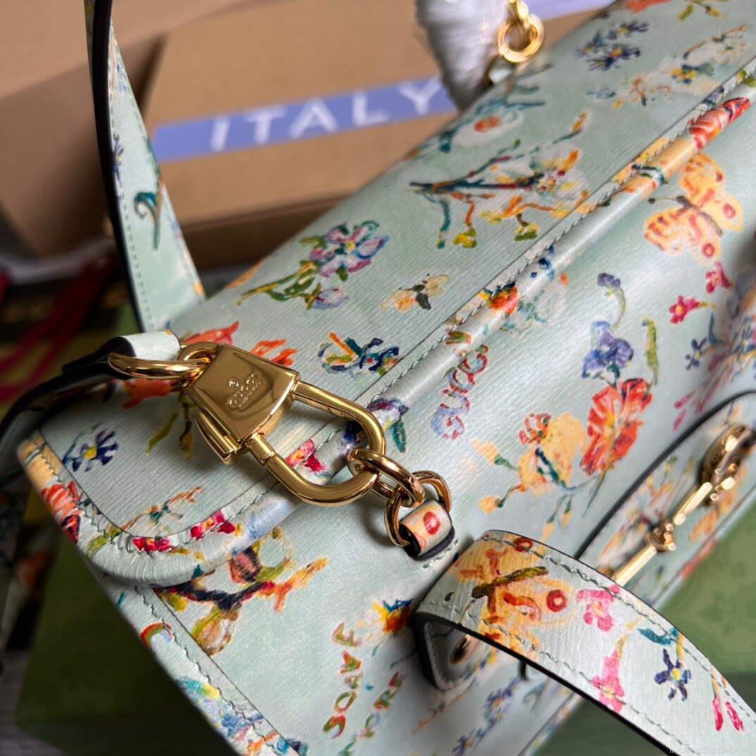 Gucci 645453 Gucci Horsebit 1955 Mini Top Handle Bag Green
