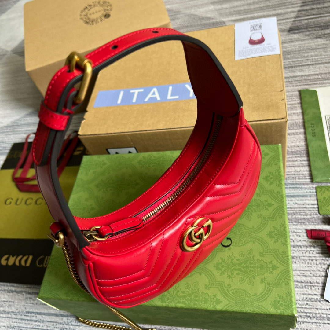 Gucci 699514 GG Marmont half-moon-shaped mini bag Red