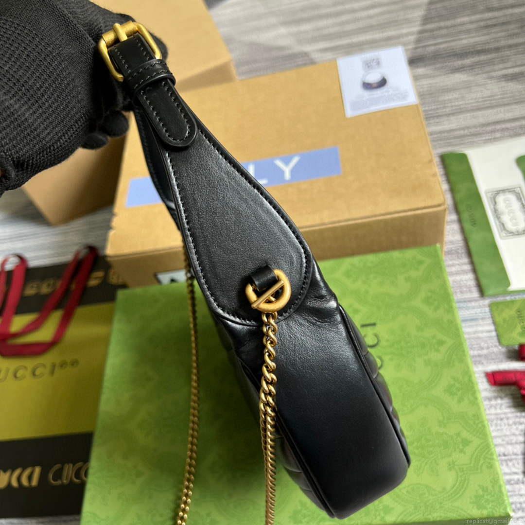 Gucci 699514 GG Marmont half-moon-shaped mini bag Black