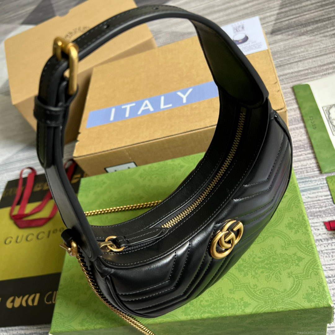 Gucci 699514 GG Marmont half-moon-shaped mini bag Black