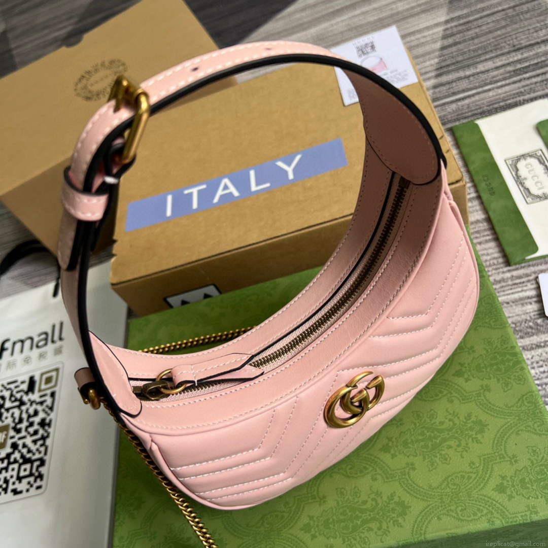 Gucci 699514 GG Marmont half-moon-shaped mini bag Pink