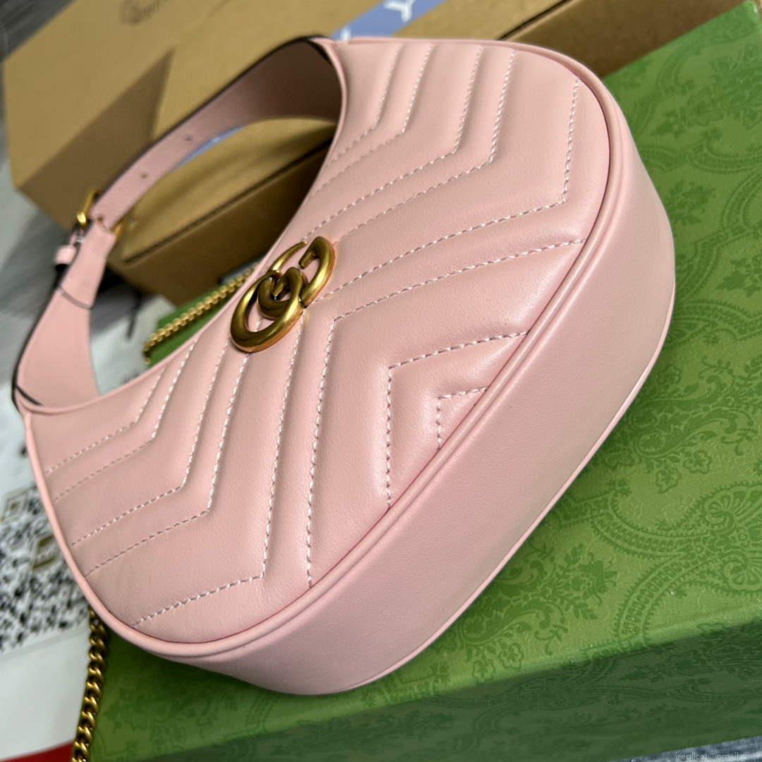 Gucci 699514 GG Marmont half-moon-shaped mini bag Pink