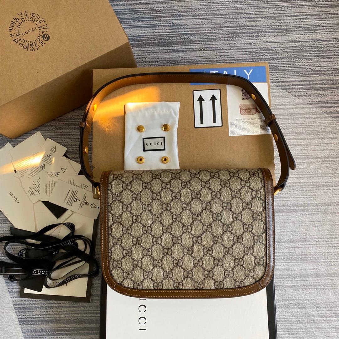 Gucci Horsebit 1955 shoulder bag 602204 Beige with brown leather