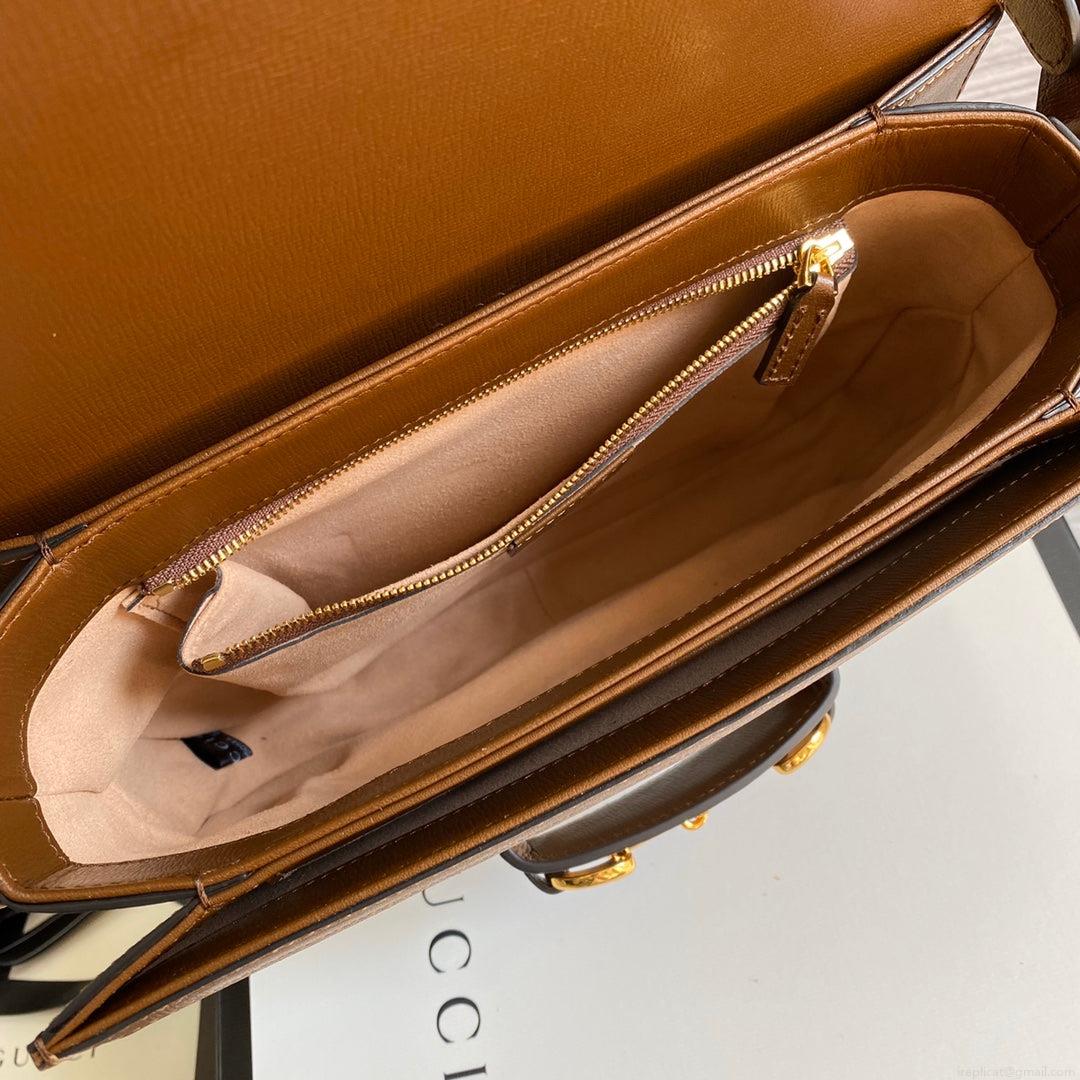 Gucci Horsebit 1955 shoulder bag 602204 Beige with brown leather