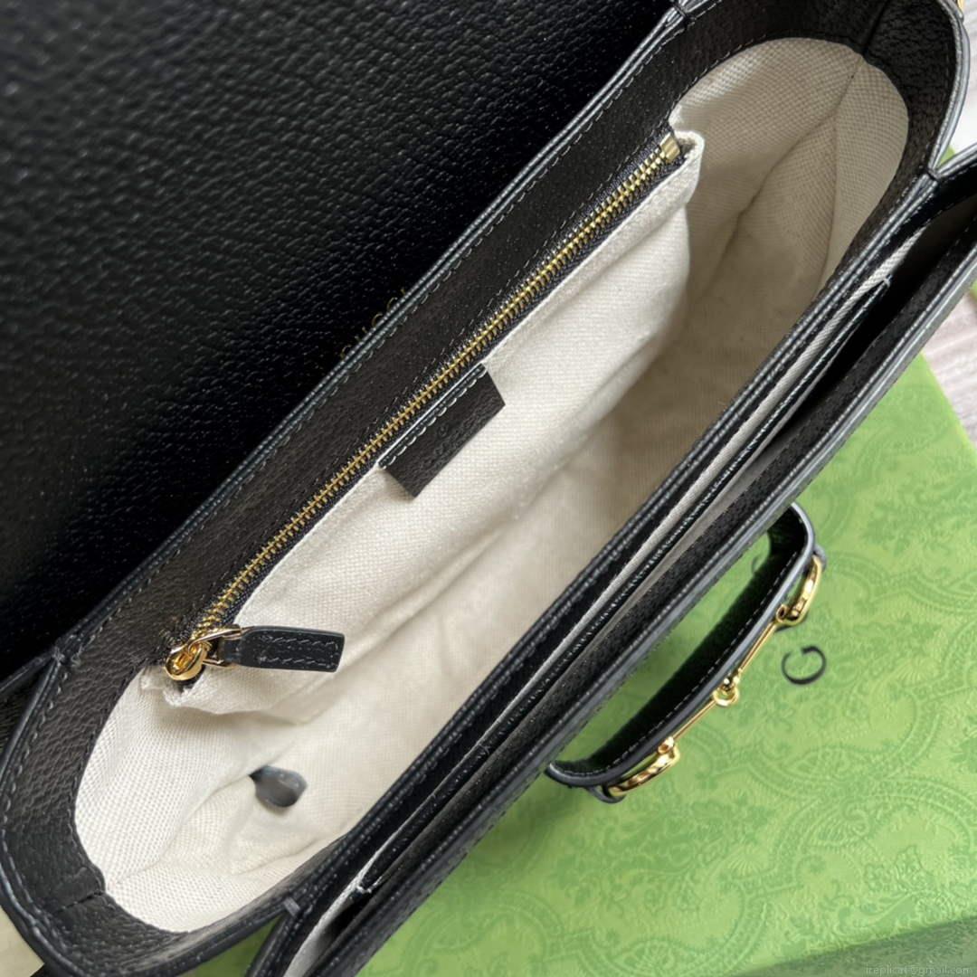 Gucci Horsebit 1955 shoulder bag 602204 Black and ivory GG denim jacquard