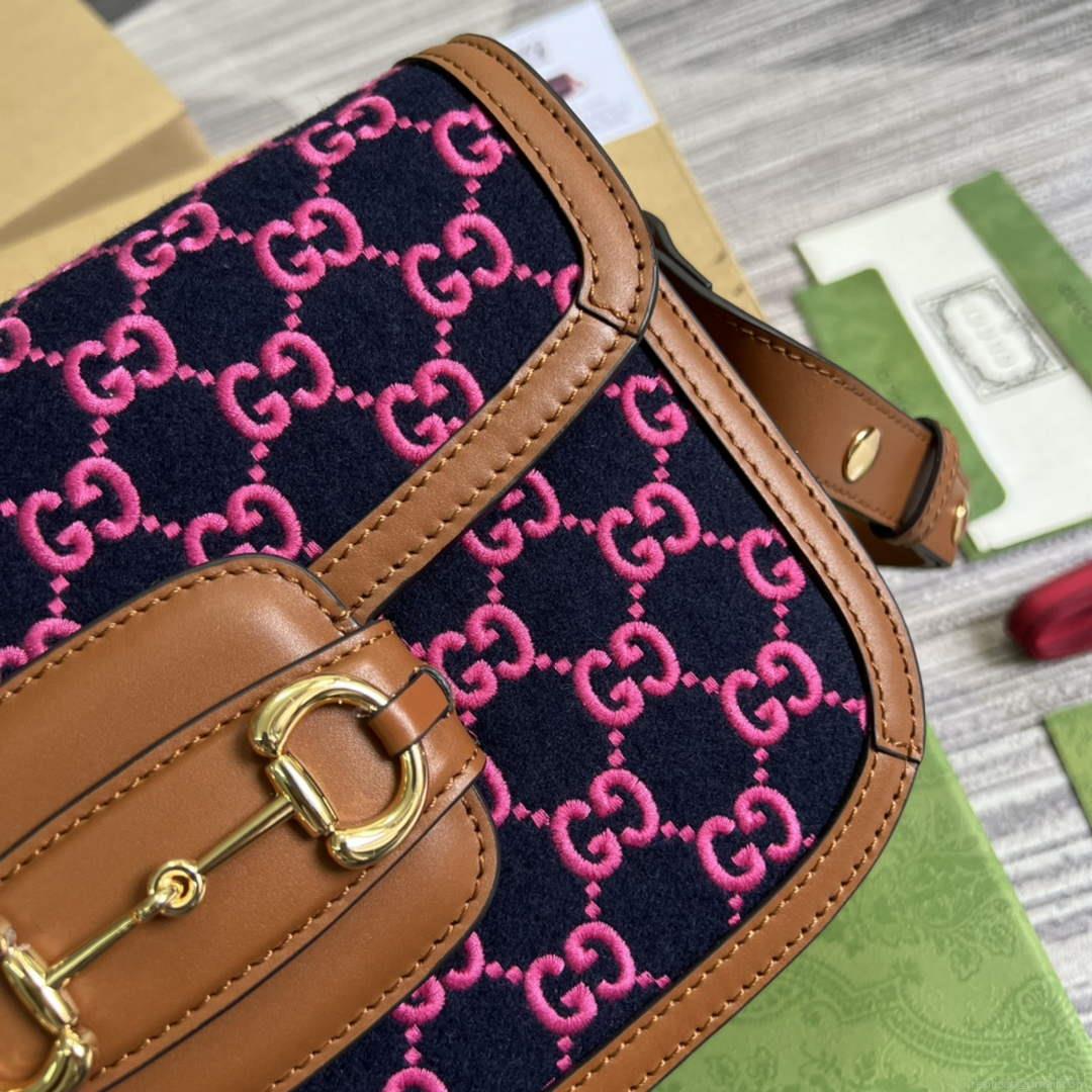 Gucci Horsebit 1955 shoulder bag 602204 plum with brown leather